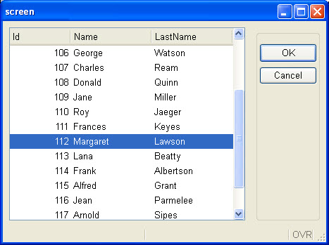 Form with table view screenshot