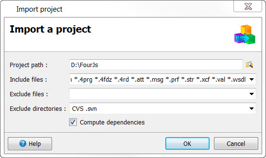 This figure is a screenshot of the Import Project dialog.