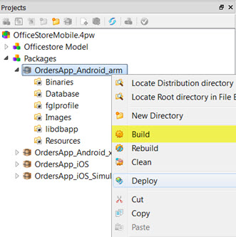 Right-click contextual menu showing Build menu option.